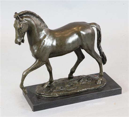 After Pierre Jules Mene. A bronze model of a horse, height 21in.